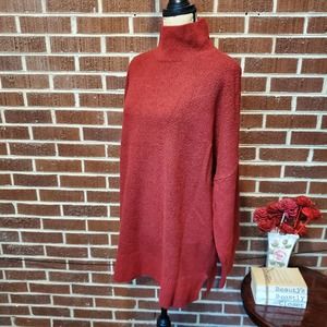 Abercrombie Fitch Red Dolman Sleeve Mock Neck Slouchy Pullover Tunic Sweater XL